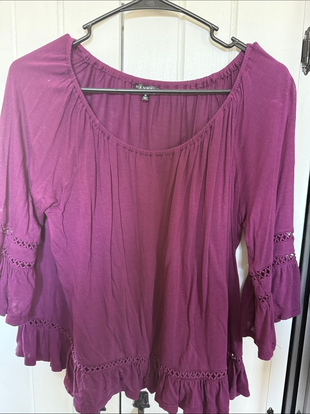 Hannah Plum Crochet-Trim Peasant Tunic